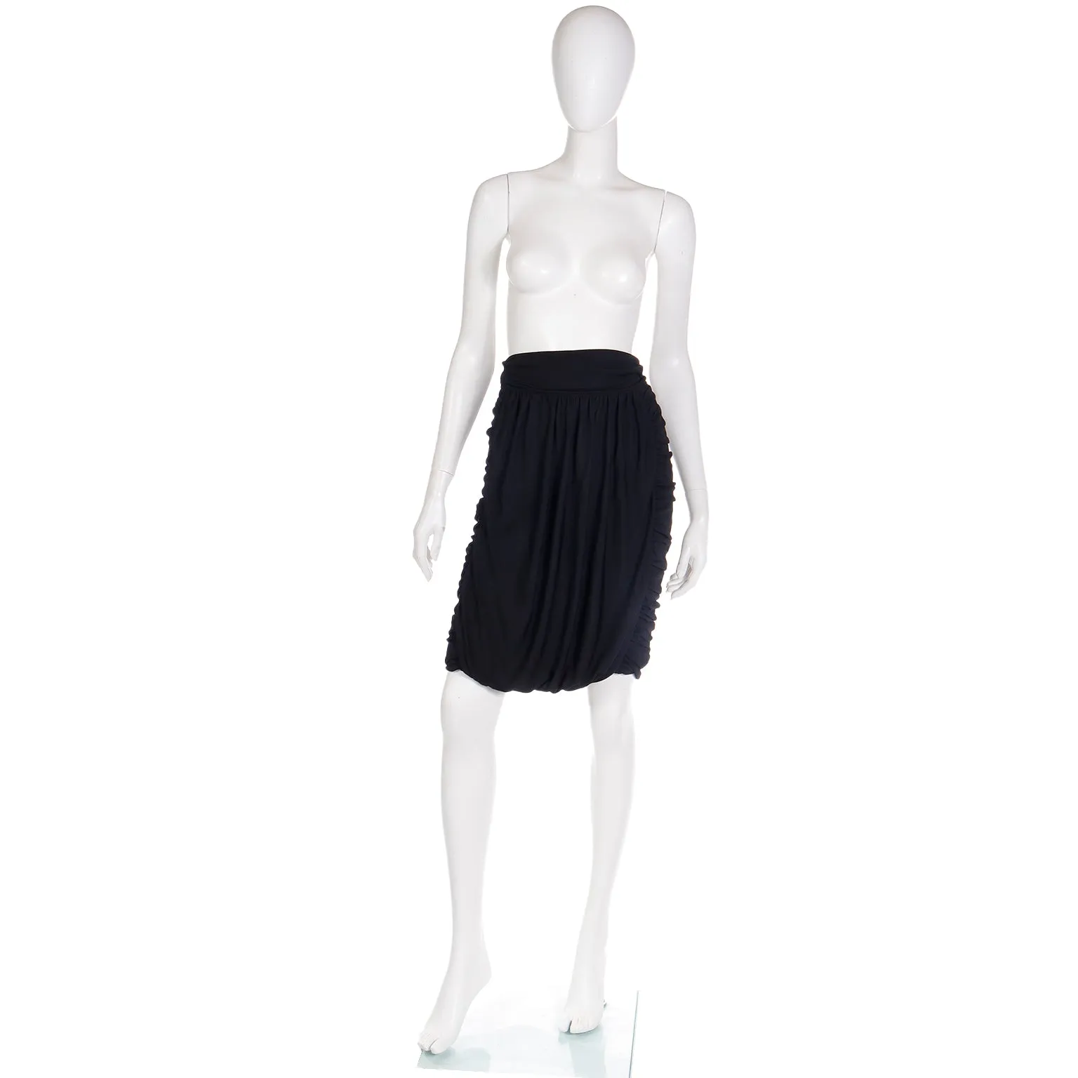 1980s Franco Moschino Milano Vintage Strapless Black Ruched Evening Dress or Skirt