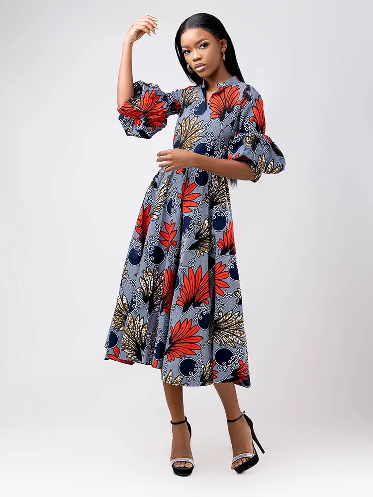 African Print Obili flared dress