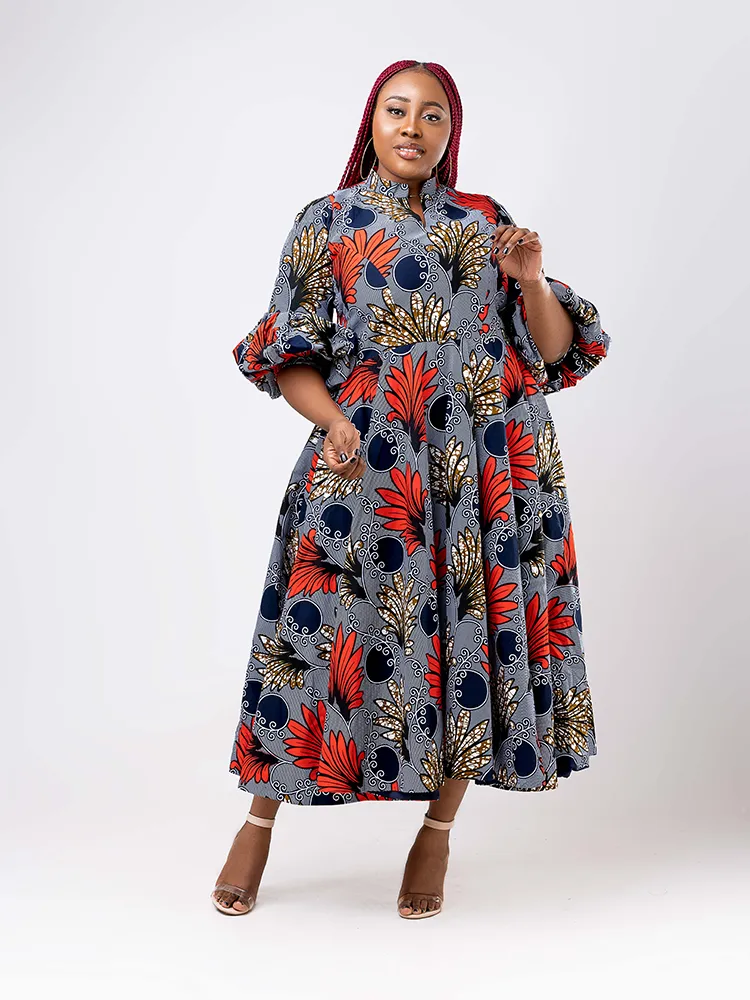 African Print Obili flared dress