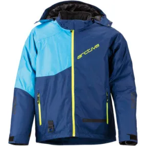 Arctiva Men's Hooded Pivot 4 Snowmobile Jacket Blue/Hi Vis