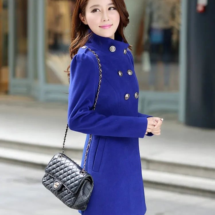 Black Fungus Hem Stand Collar Slim Irregular Mid-length Coat