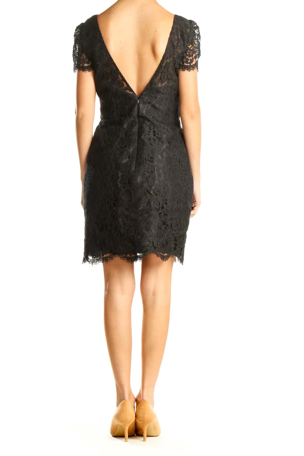 Black Lace Cocktail Sheath Dress