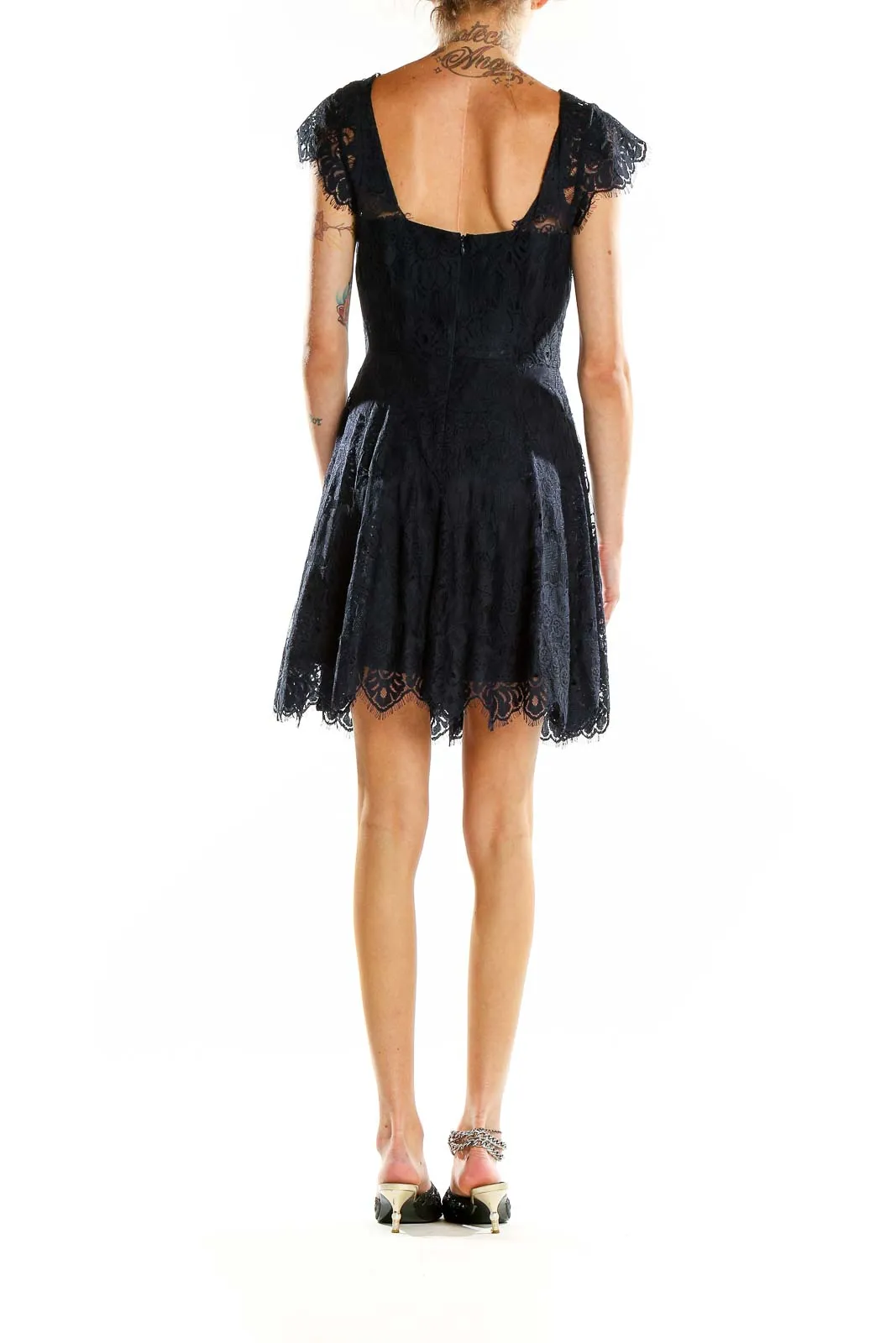 Black Lace Fit-and-Flare Cocktail Dress