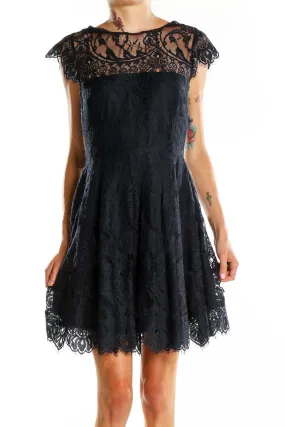 Black Lace Fit-and-Flare Cocktail Dress