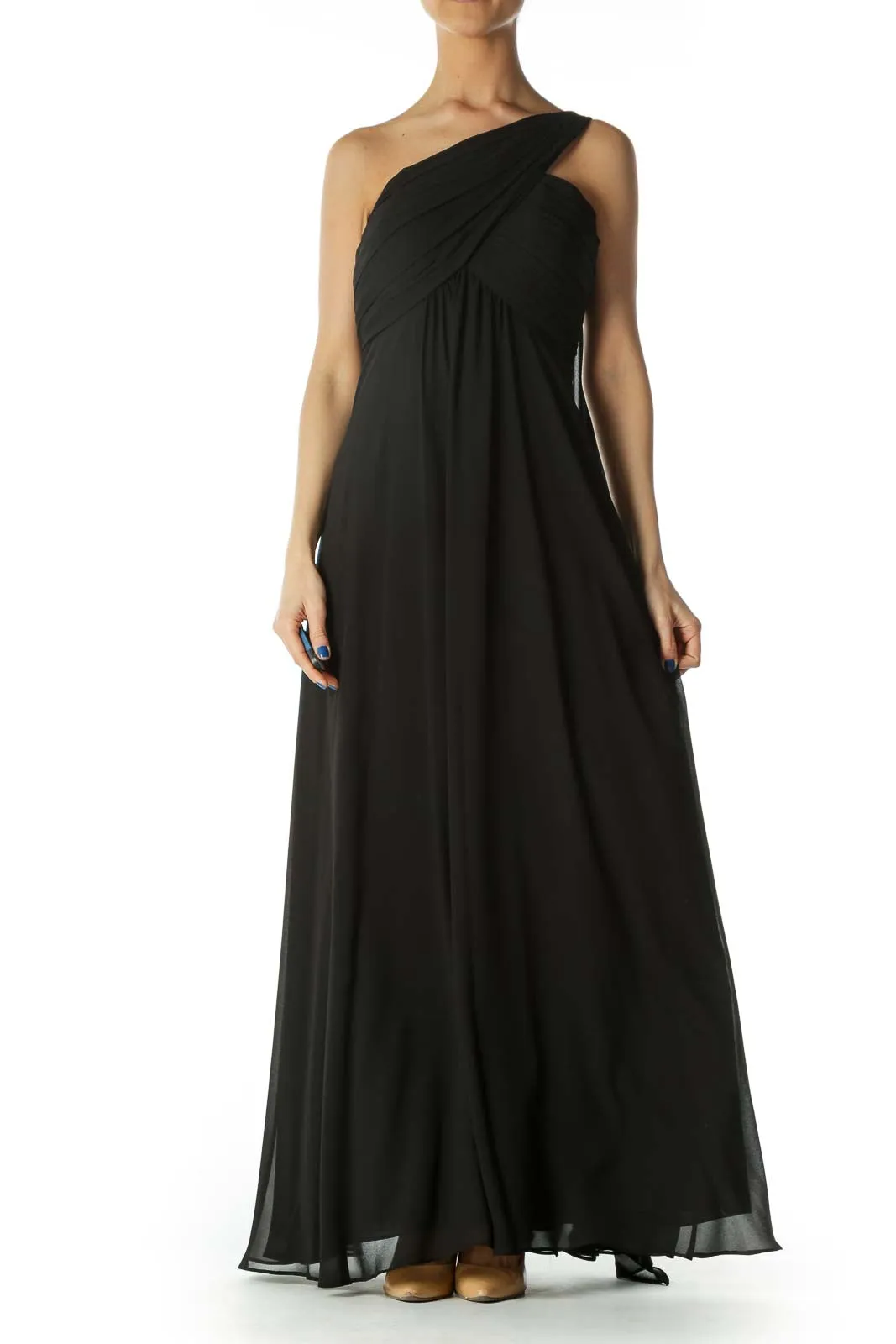 Black One Shoulder Evening Gown