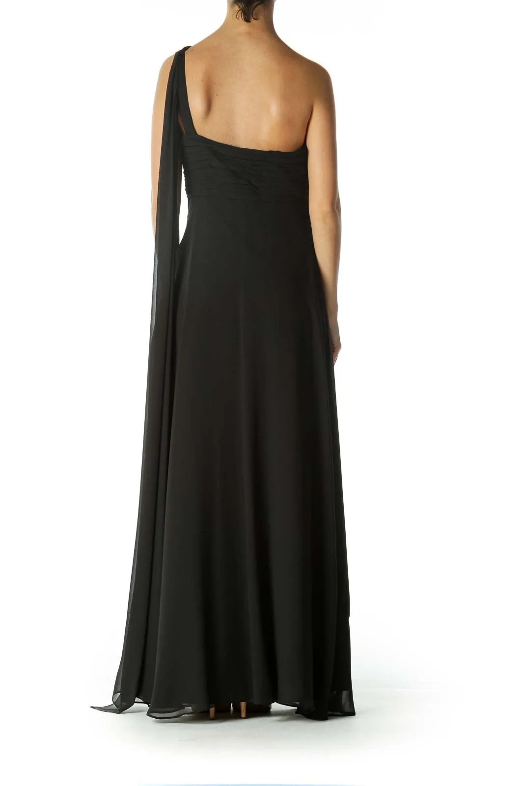 Black One Shoulder Evening Gown