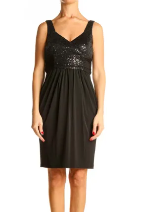 Black Sequin Cocktail Fit & Flare Dress