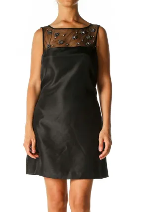 Black Solid Semiformal A-Line Dress