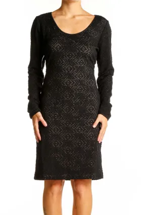 Black Textured Knit Bodycon Dress