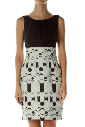 Black White Gold Geometric Dress