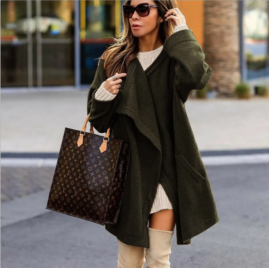 Candy Color Lapel Loose Long Open Coat