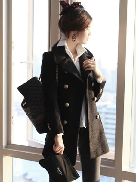 Double Breasted Lapel Slim Solid Long Coat