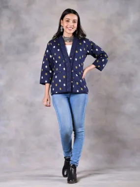 Gulmohar Space Blue Quilted Jacket