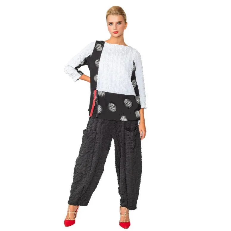 IC Collection Pucker Weave Wide Leg Pant in Black - 5005P-BK