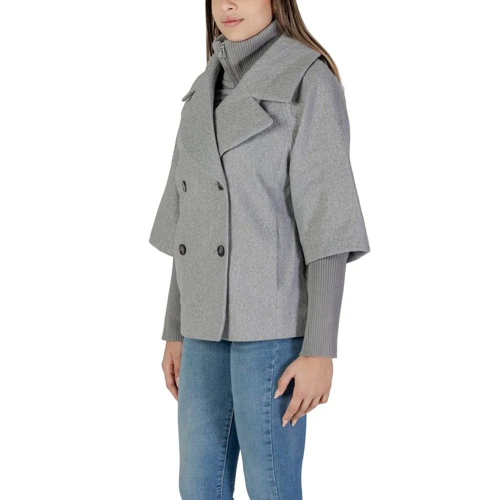 Jacqueline De Yong Gray Polyester Jackets & Coat