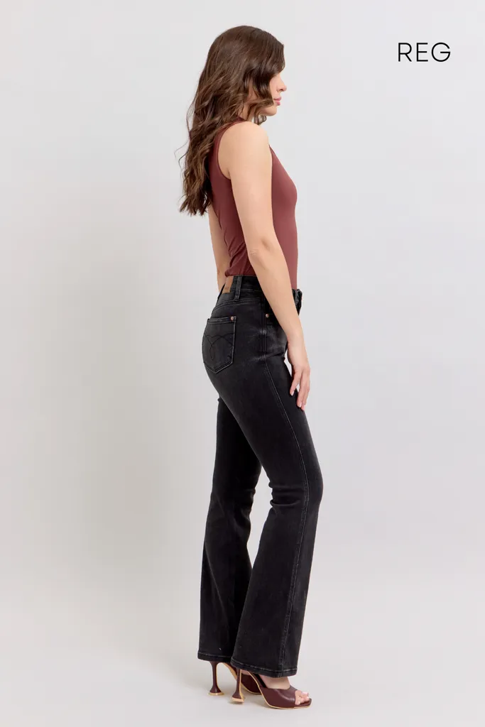 Judy Blue High Waist Tummy Control Black Bootcut Denim Jeans 88787 – Sleekdenim.com