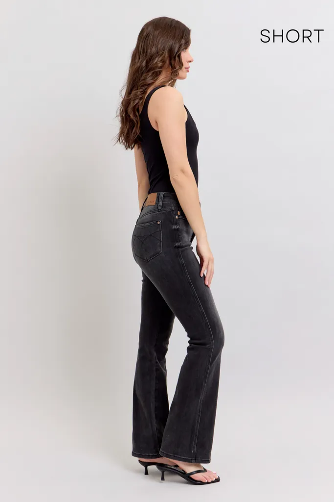 Judy Blue High Waist Tummy Control Black Bootcut Denim Jeans 88787 – Sleekdenim.com