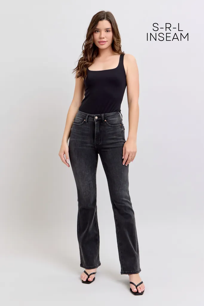 Judy Blue High Waist Tummy Control Black Bootcut Denim Jeans 88787 – Sleekdenim.com