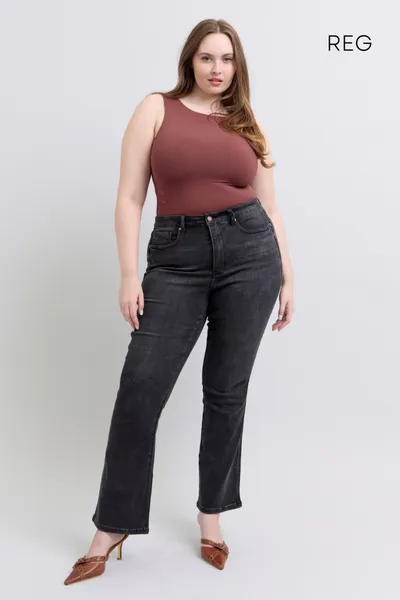 Judy Blue High Waist Tummy Control Black Bootcut Denim Jeans 88787 – Sleekdenim.com