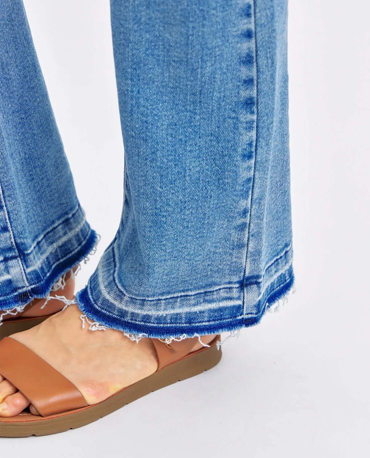 Judy Blue Mid Rise Destroy & Released Hem Bootcut Jeans