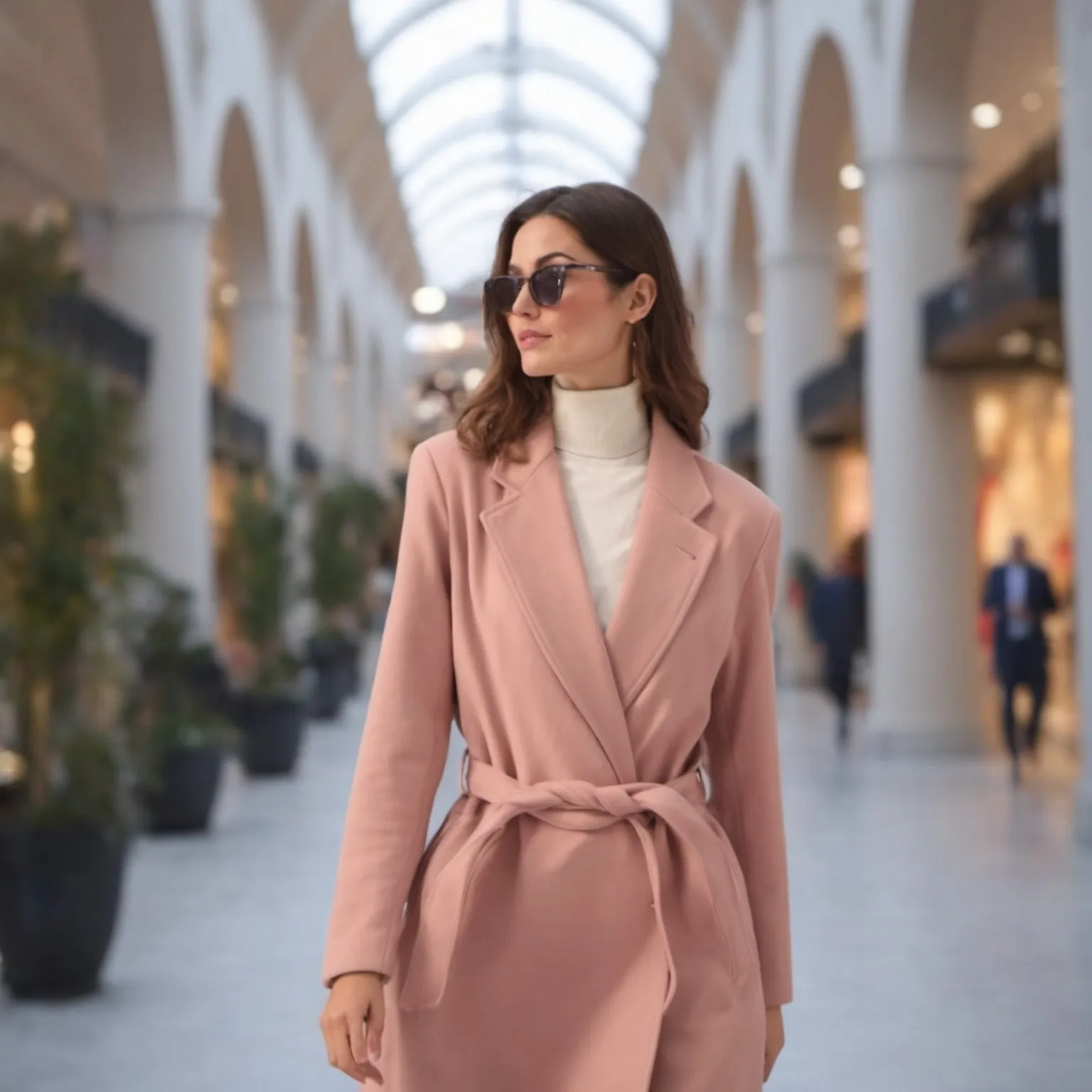 Julia Belted Long Coat Light Mauve