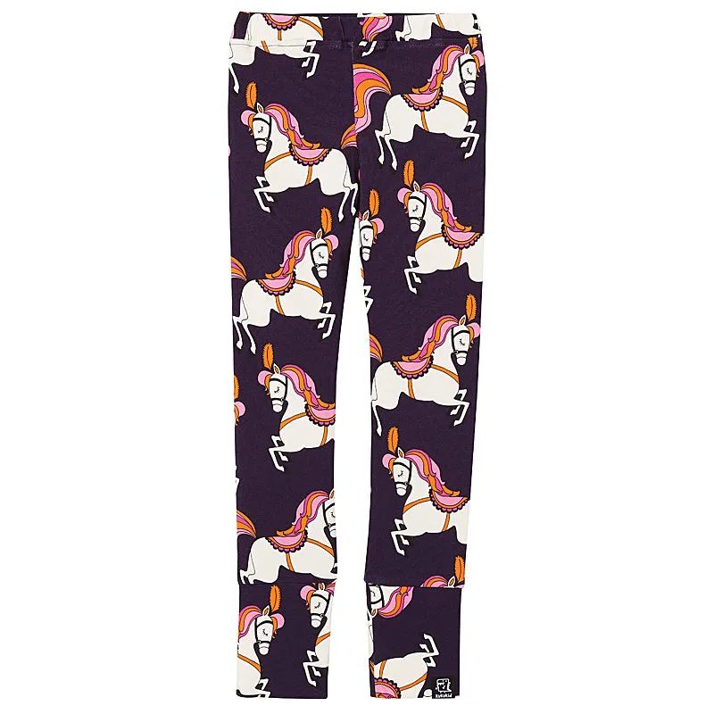 Kukukid Organic Cotton Leggings - Navy Blue Horses