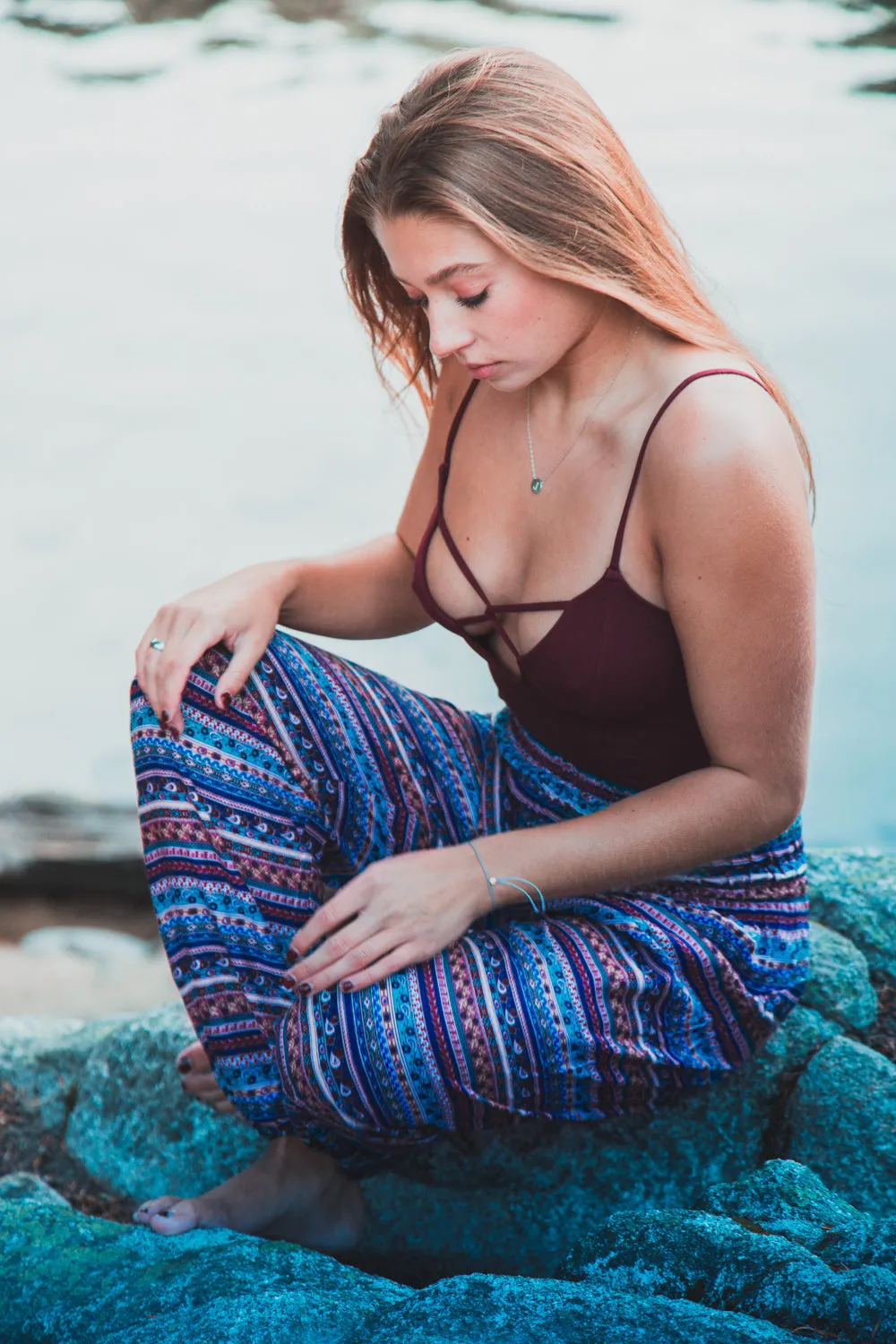 Lavender Striped Harem Pants