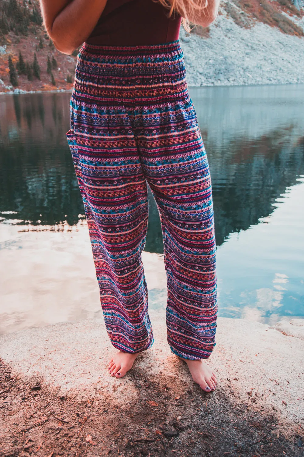 Lavender Striped Harem Pants