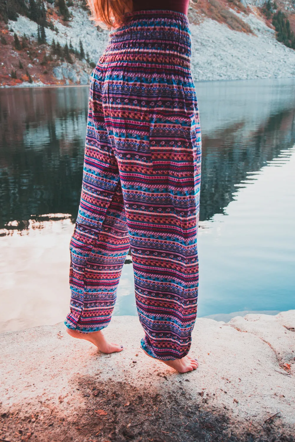 Lavender Striped Harem Pants