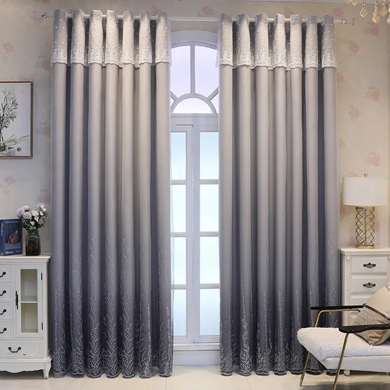 Lucia Embroidery Ombre Blackout Thermal Soundproof Custom Curtain