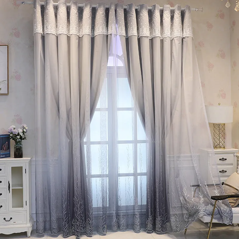 Lucia Embroidery Ombre Blackout Thermal Soundproof Custom Curtain