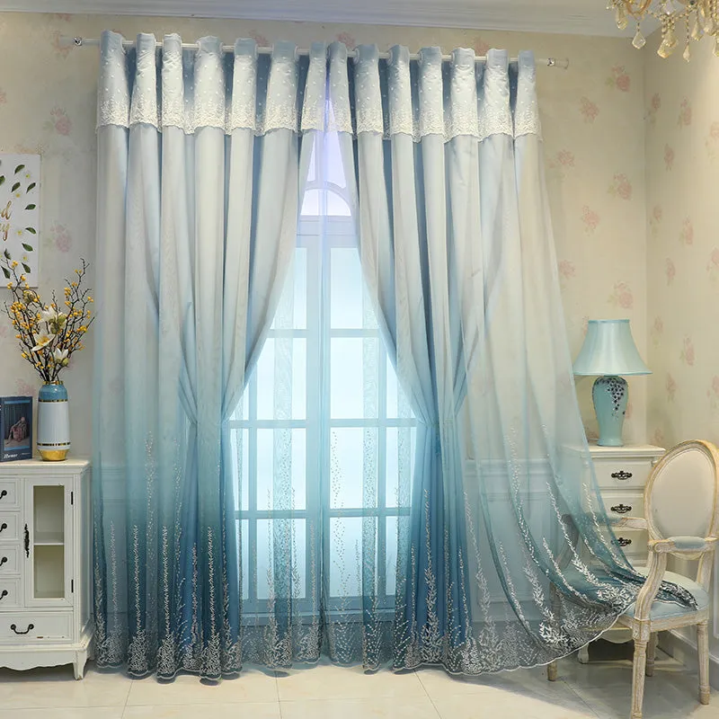 Lucia Embroidery Ombre Blackout Thermal Soundproof Custom Curtain