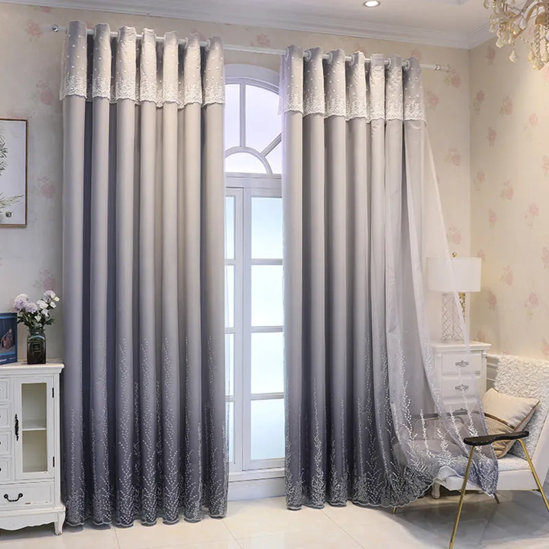 Lucia Embroidery Ombre Blackout Thermal Soundproof Custom Curtain