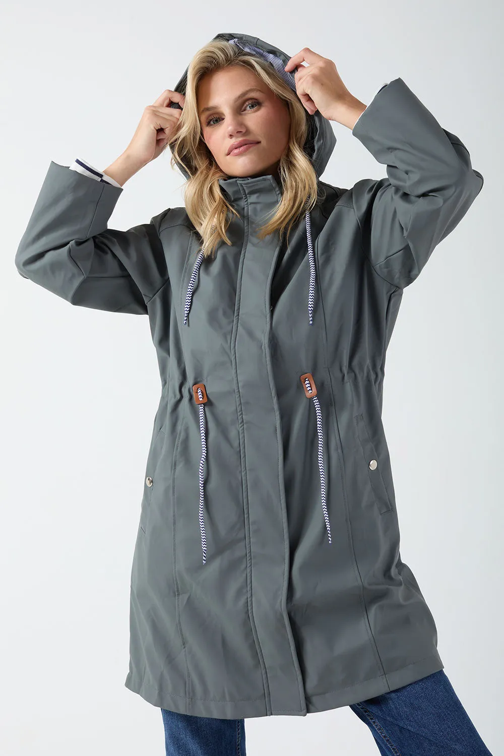 Marc Angelo Longline Raincoat MA25002 Grey