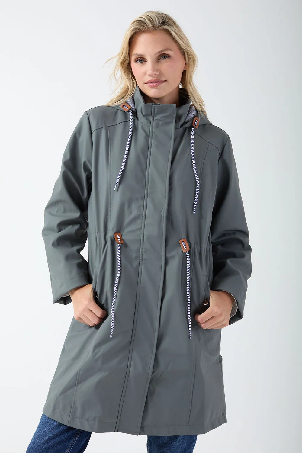 Marc Angelo Longline Raincoat MA25002 Grey