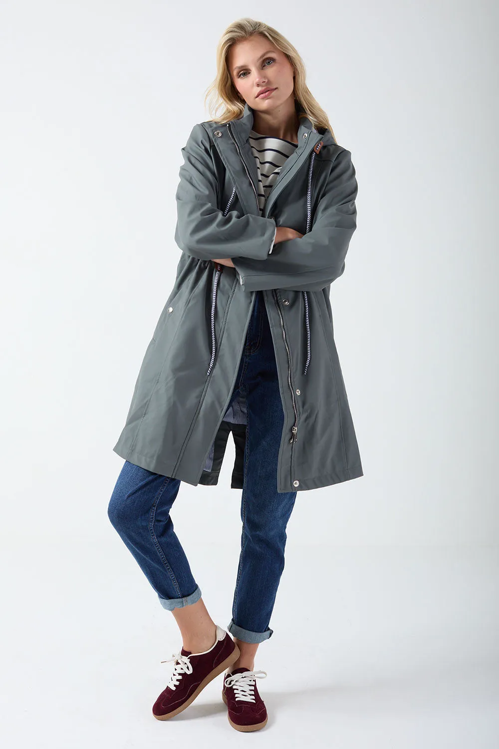 Marc Angelo Longline Raincoat MA25002 Grey