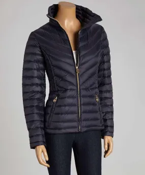 Michael Kors Navy Blue Packable Puffer Jacket - Size Small