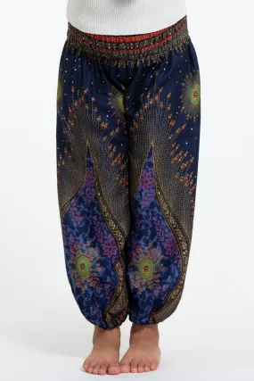 Peacock Eye Kids Harem Pants in Navy