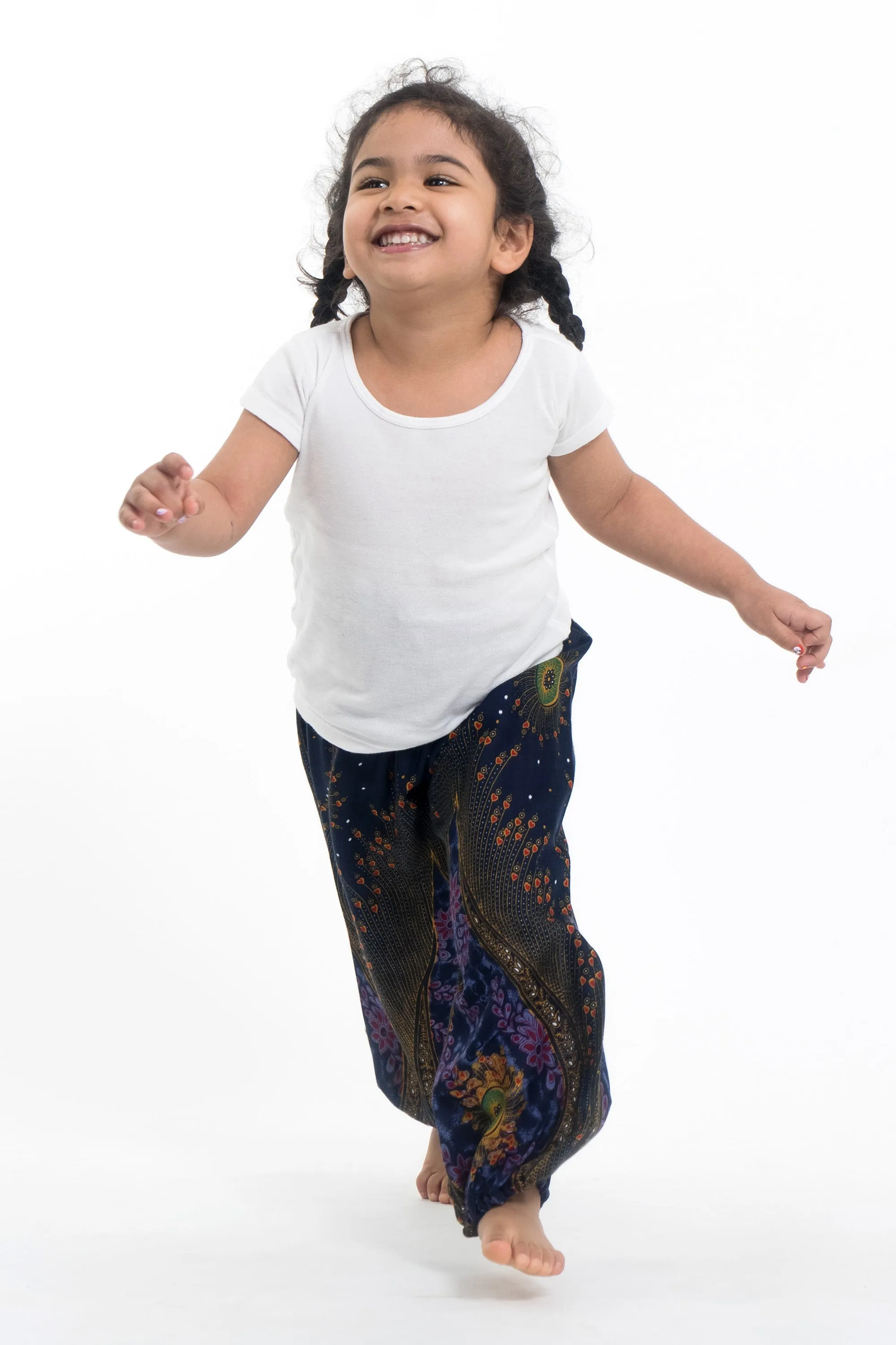 Peacock Eye Kids Harem Pants in Navy