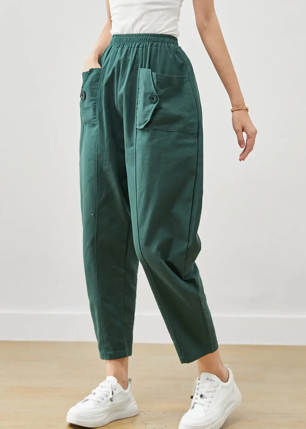 Pockets Cotton Harem Pants Fall