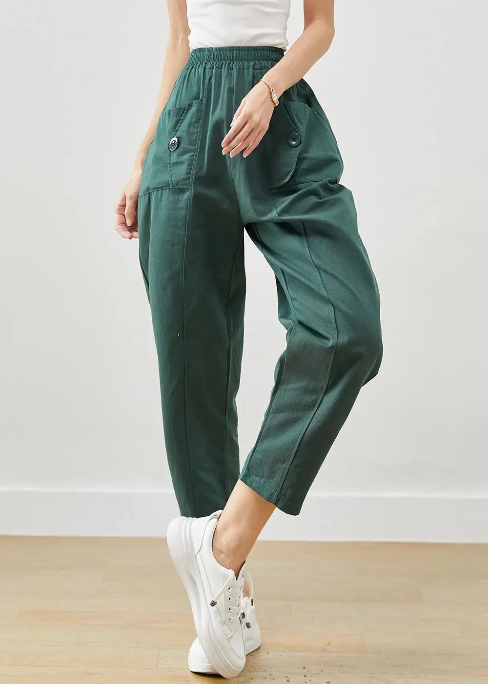 Pockets Cotton Harem Pants Fall