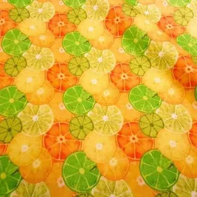 PUL Fabric, Digital Print Lime Lemon Orange Laminate