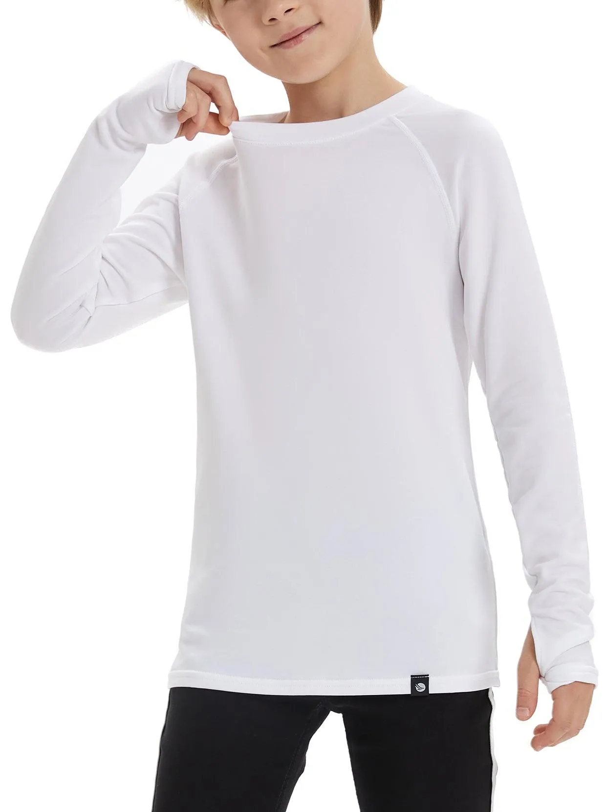 Pullover Long-sleeve Fleece Lined Base Layer for Kids