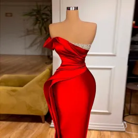 Sexy Red One Shoulder Long Prom Dress SS405