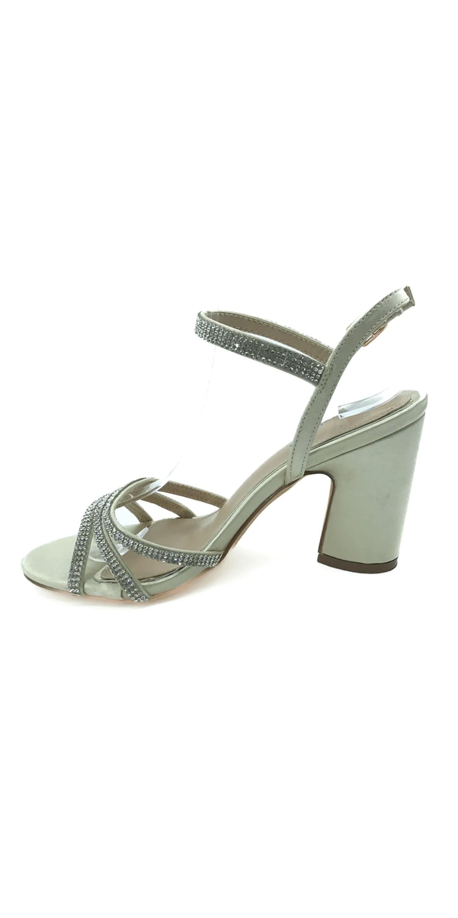 Strappy Rhinestone Block Heel Sandal