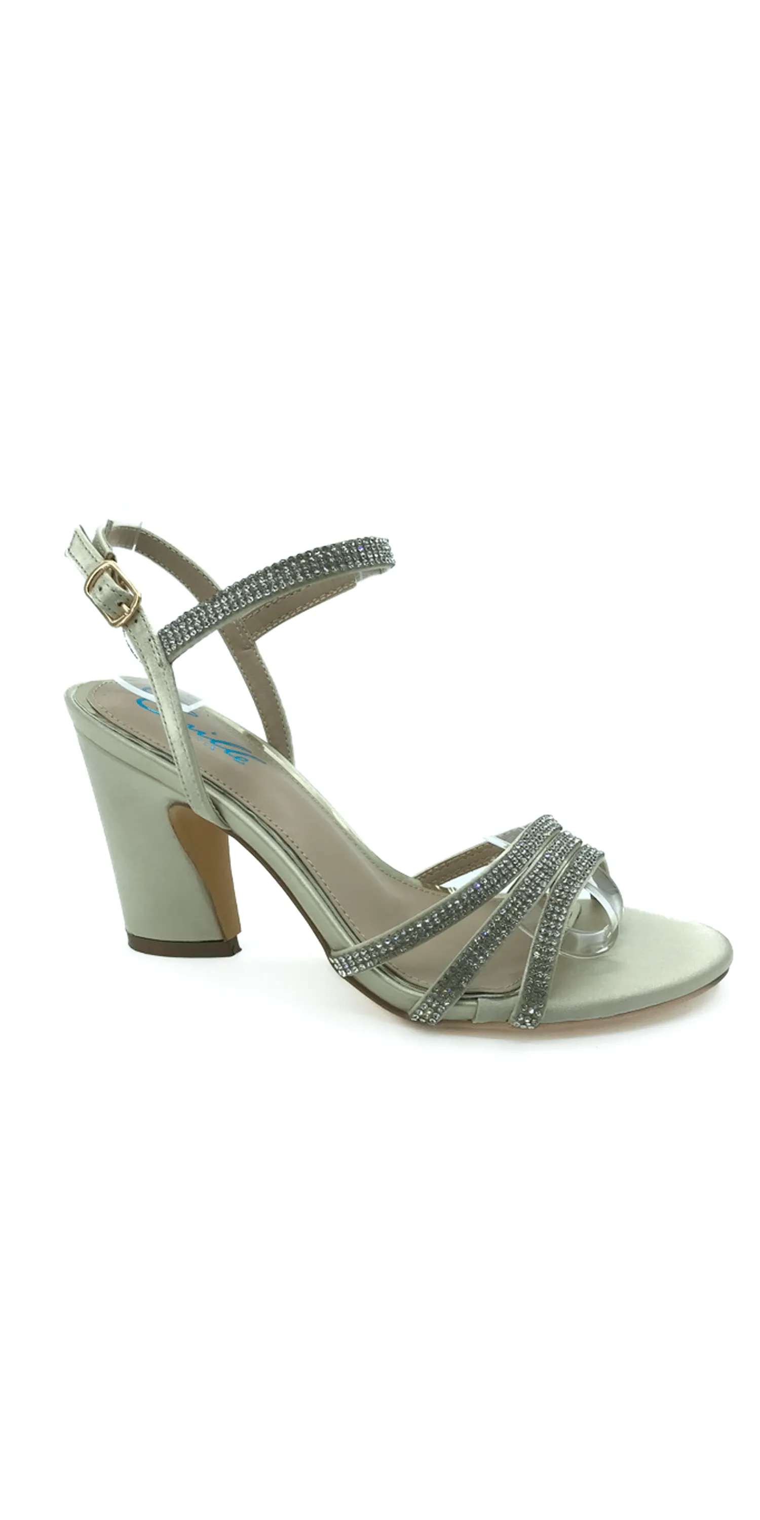 Strappy Rhinestone Block Heel Sandal