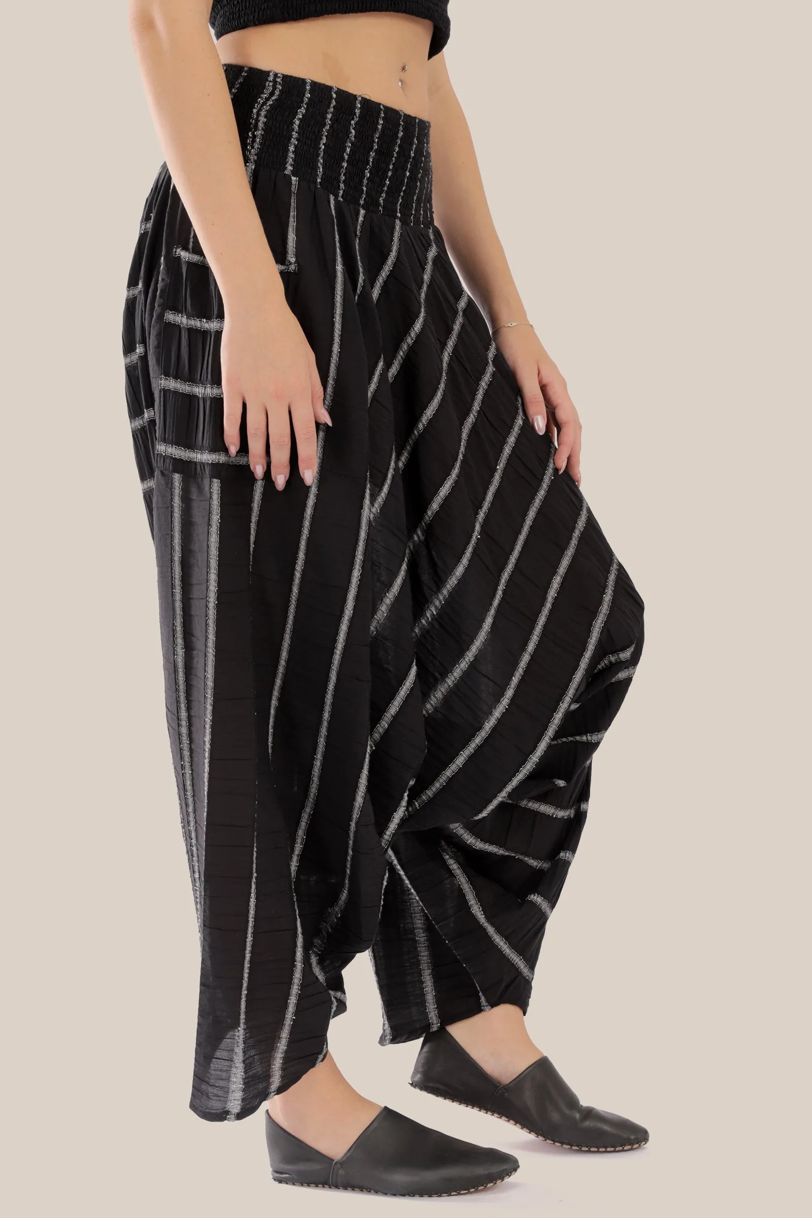 Striped  harem pants with elastic waistband