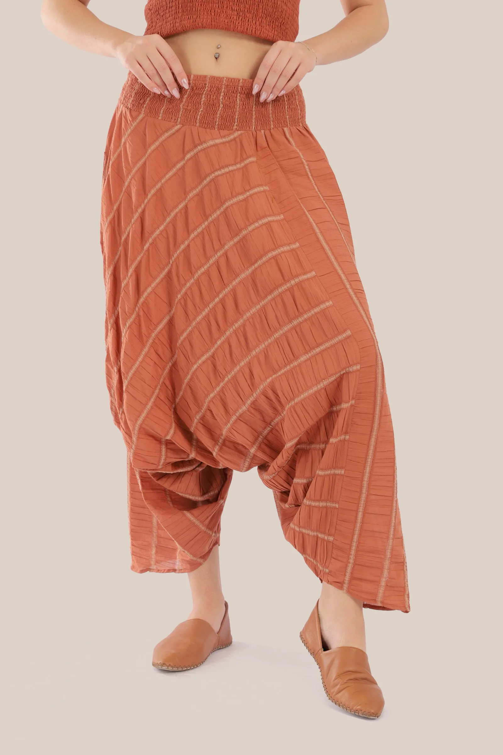 Striped  harem pants with elastic waistband