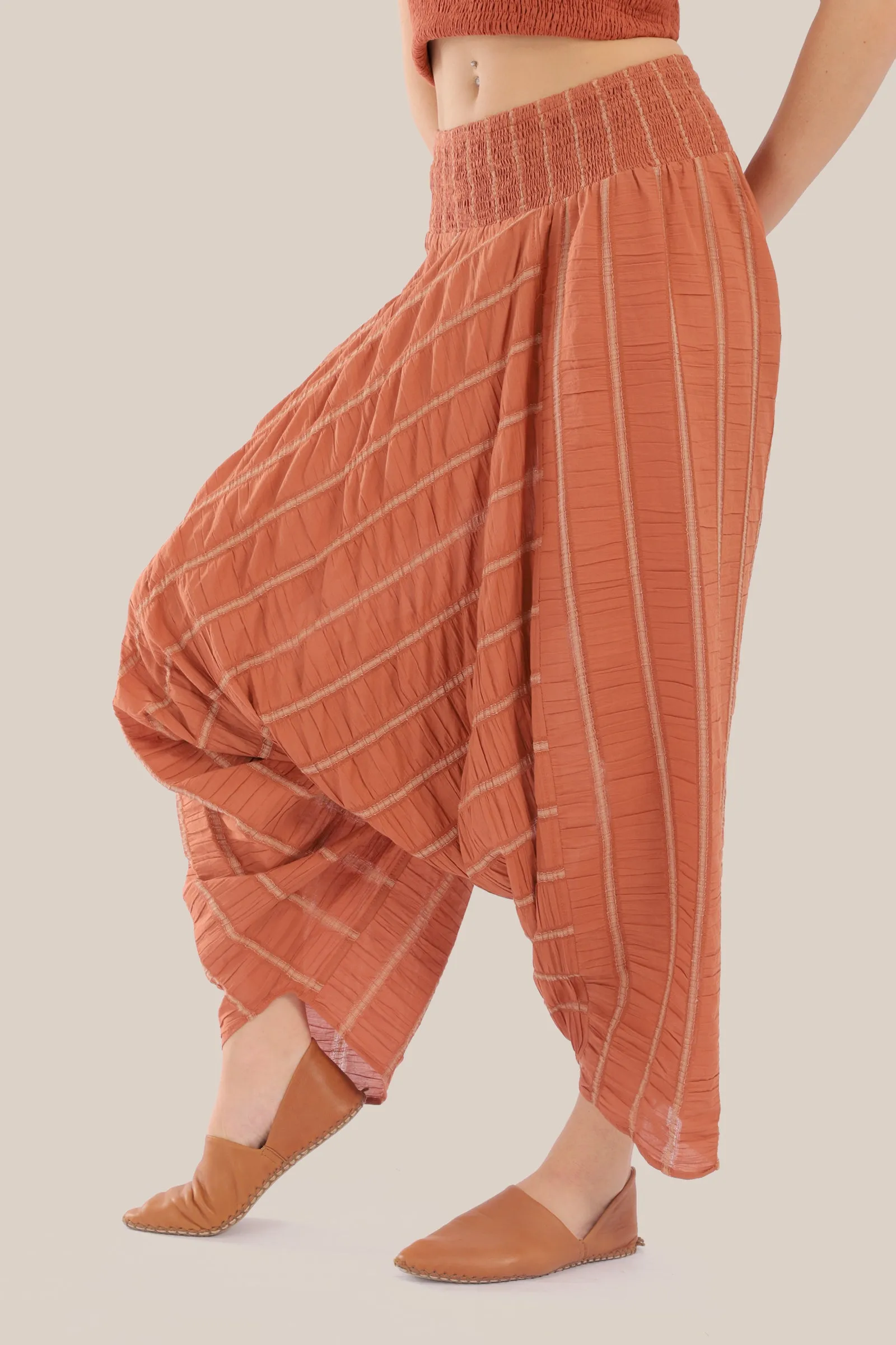 Striped  harem pants with elastic waistband