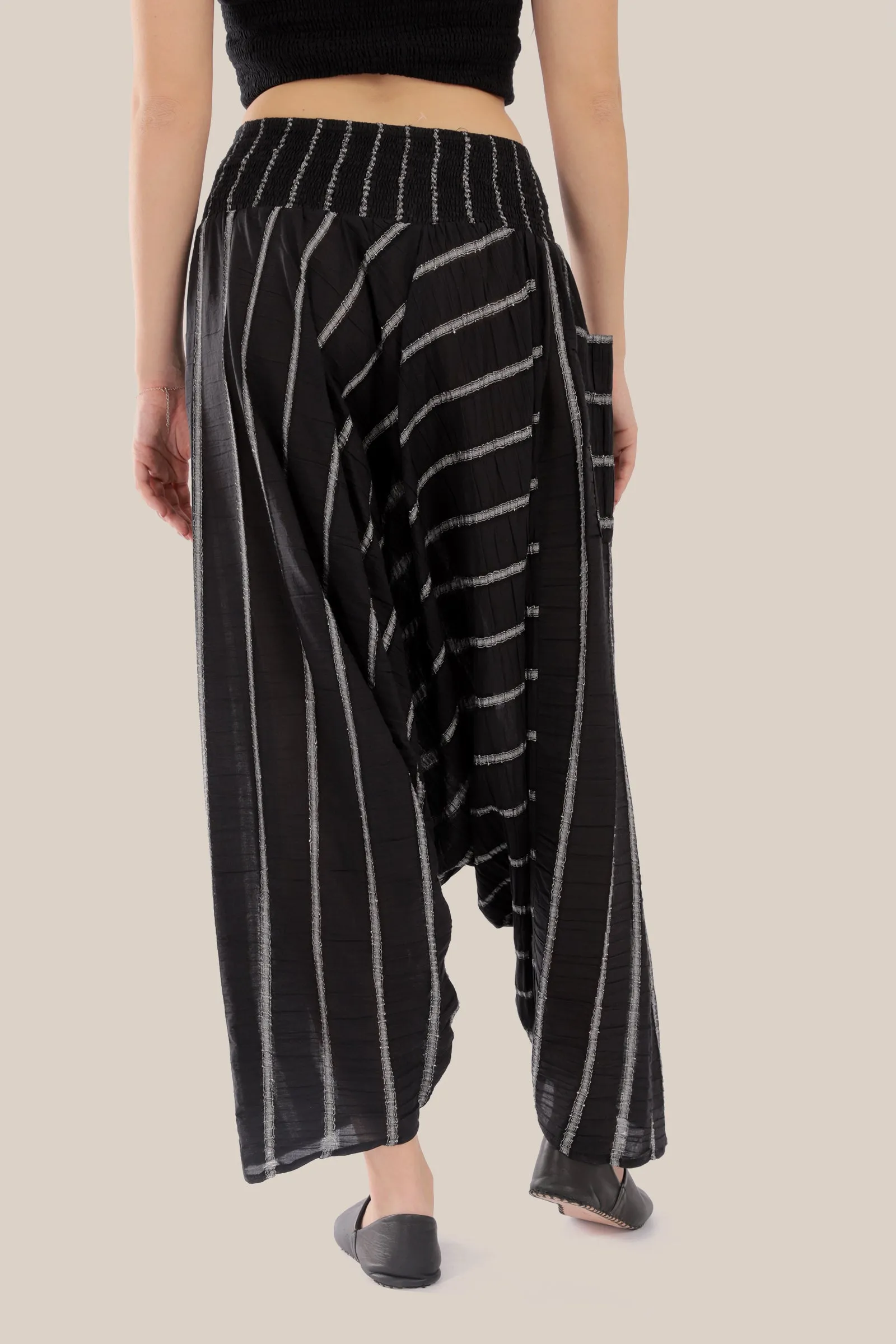 Striped  harem pants with elastic waistband